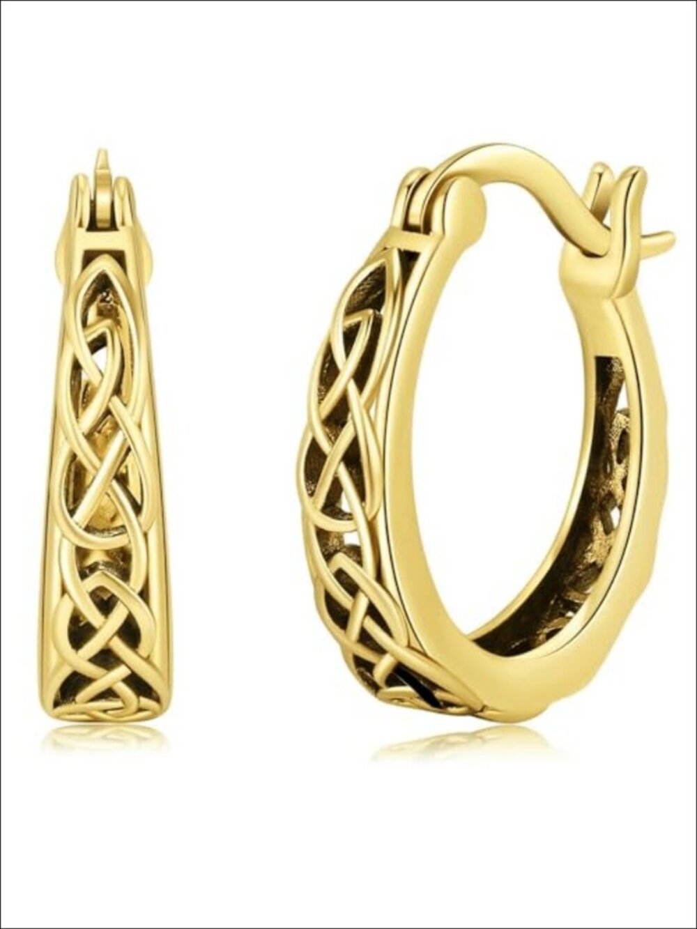 14K Gold Plated Celtic Knot Hoop Earrings for Women 17mm